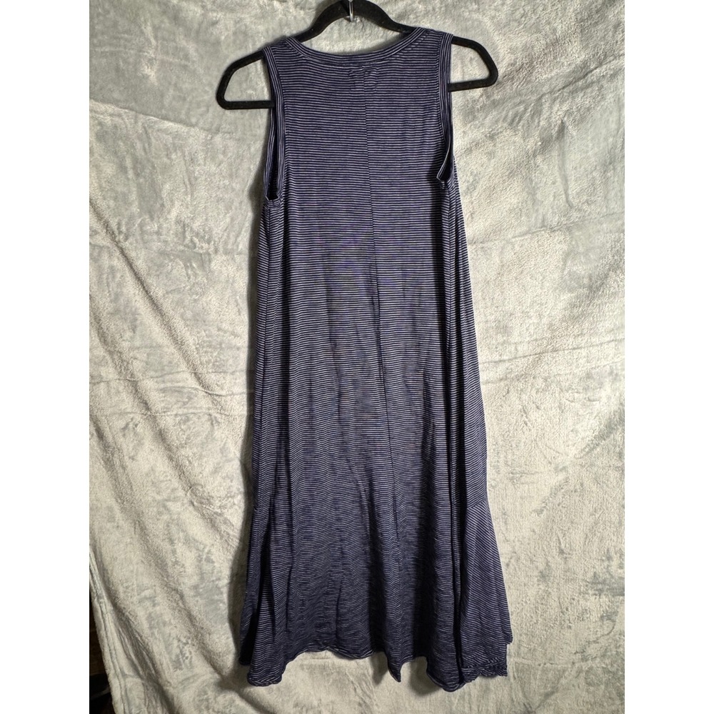 Caslon Womens Blue Striped Sleeveless Ruffle Midi Dress Medium - Picture 2 of 8